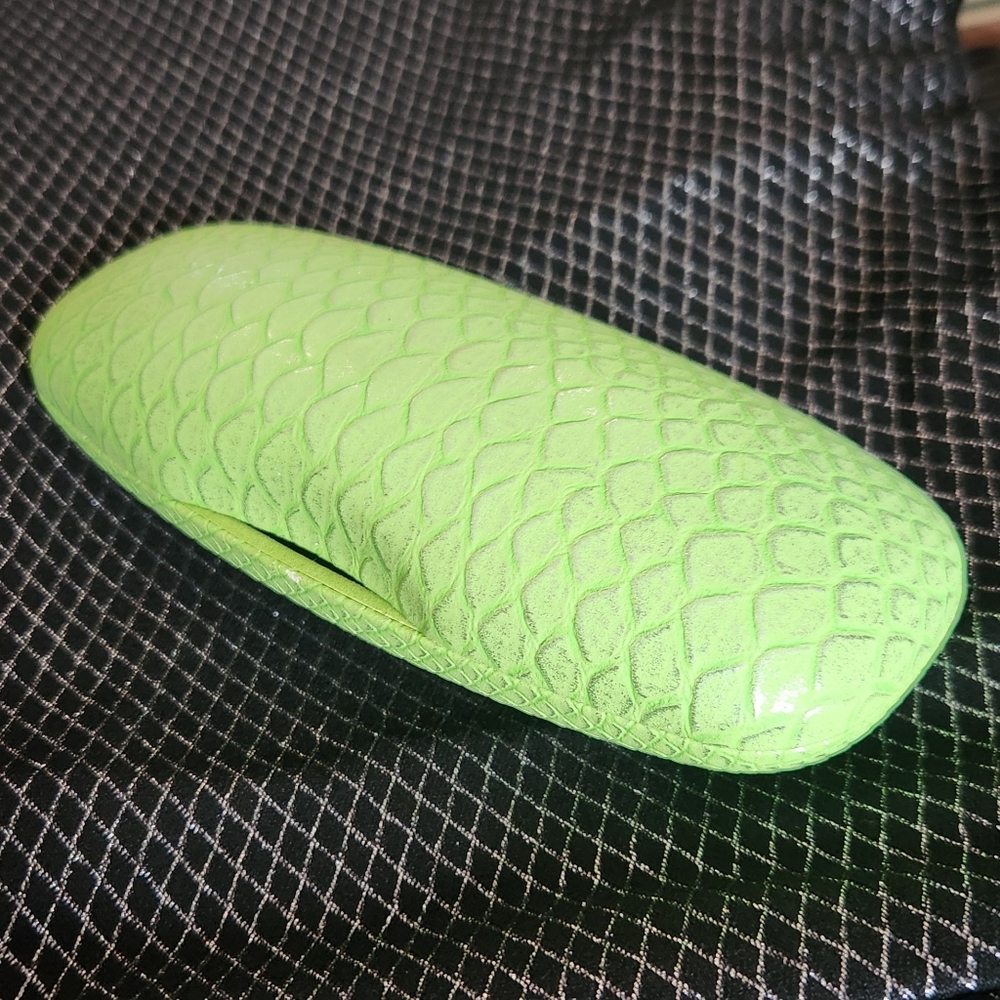 Cal Optix Neon Green Alligator Hard Eyeglass Case